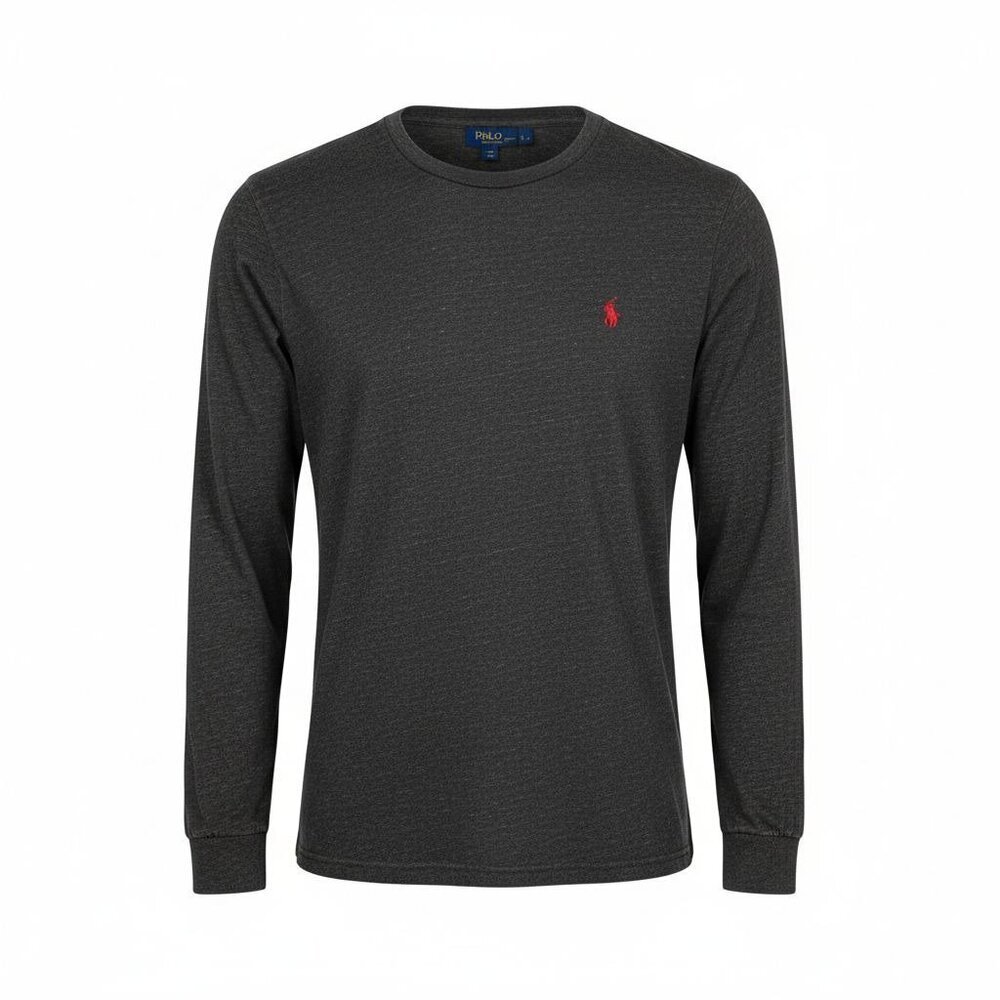Polo Ralph Lauren Long Sleeve Heather Gray T-Shirt Red Logo XL Casual Outdoor